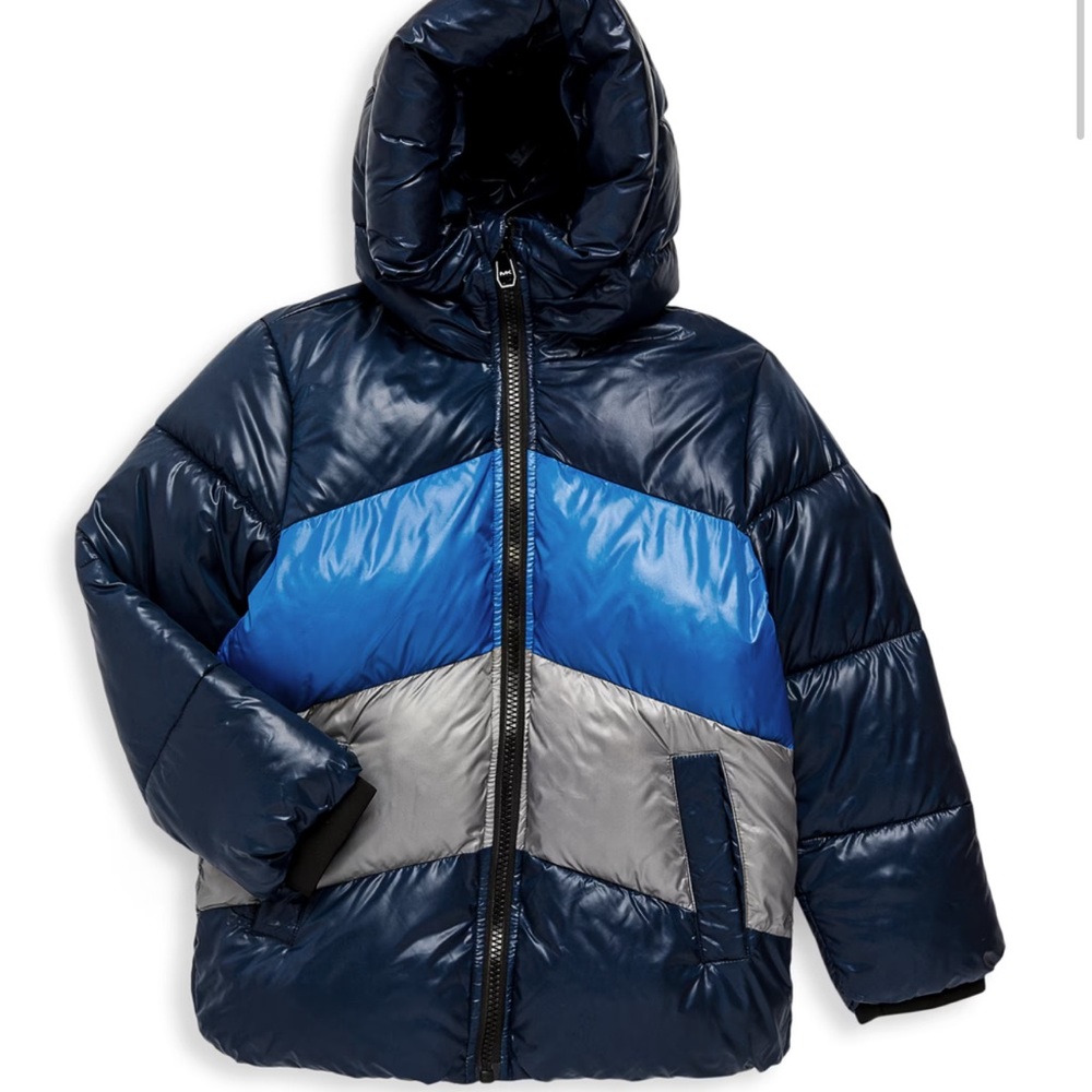 Michael Kors chevron blue puffer coat size 5/6